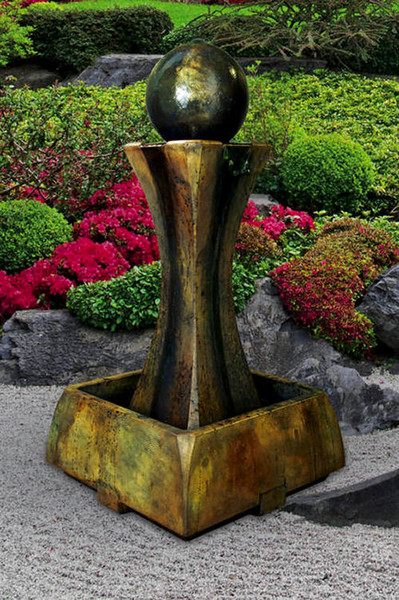 Hourglass Low Garden Fountain Geometric Shaped Contemporary Design